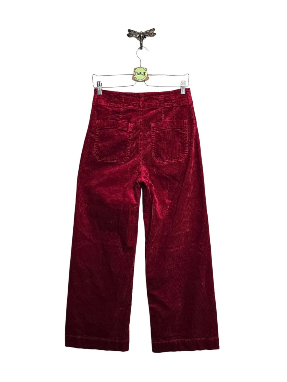 Maeve Colette Corduroy Wide-Leg Pants Rich Deep Red 28T Tall - Picture 3 of 12
